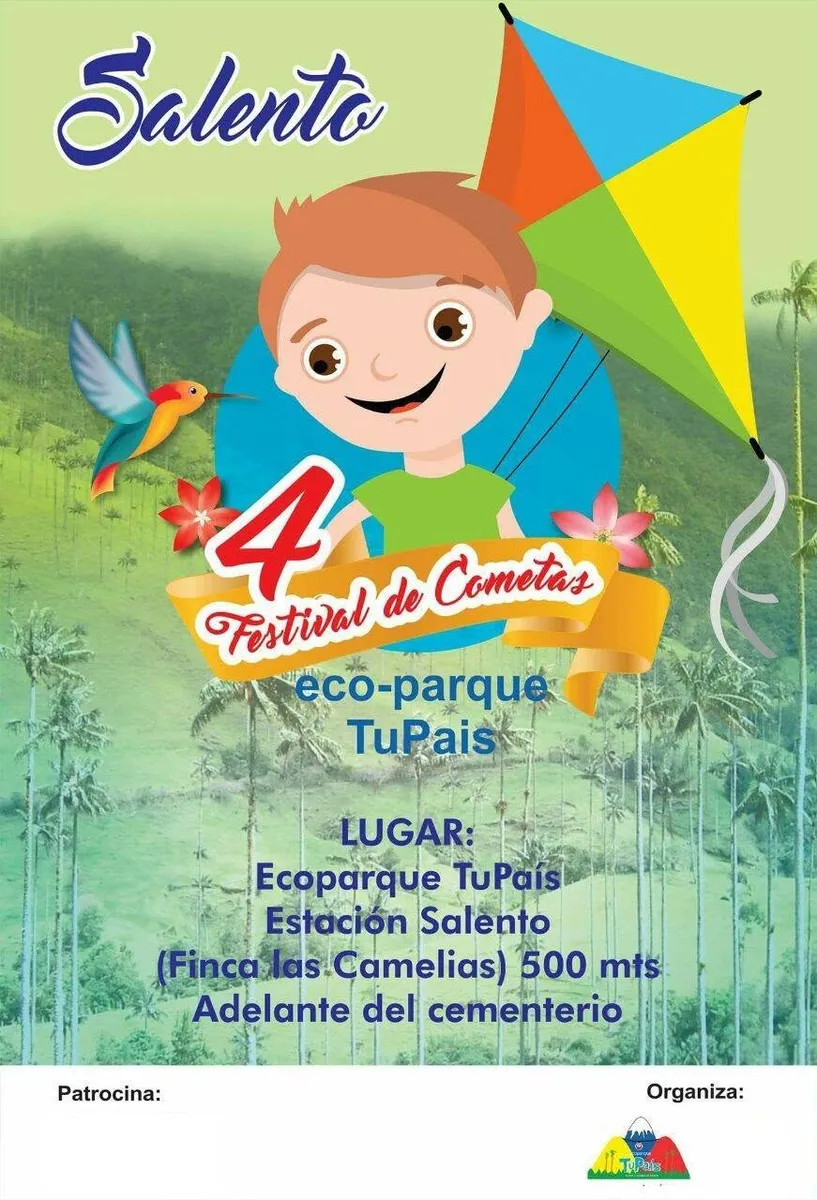 Afiche del cuarto Festival de Cometas en la finca Las Camelias