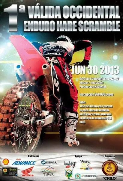 Afiche de la primera Válida Occidental de Enduro Hare Scramble, 2013
